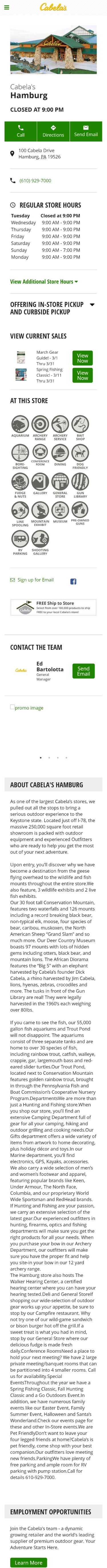 cabelas store detail page-mobile