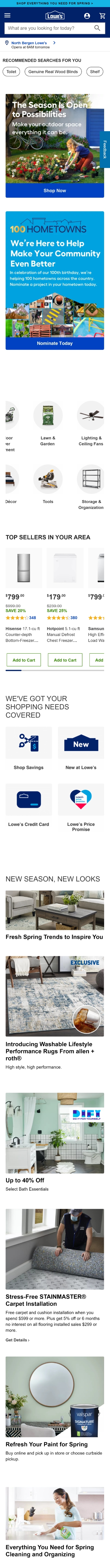 lowes homepage mobile
