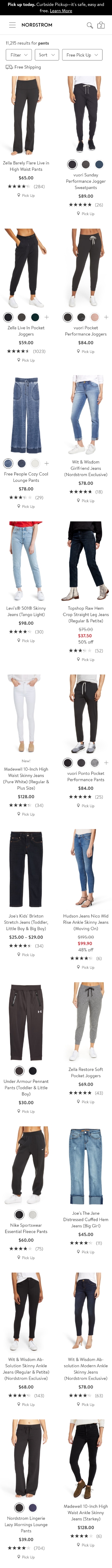 nordstrom search result page mobile