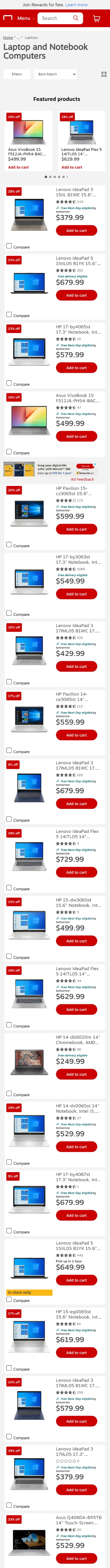 staples category page mobile