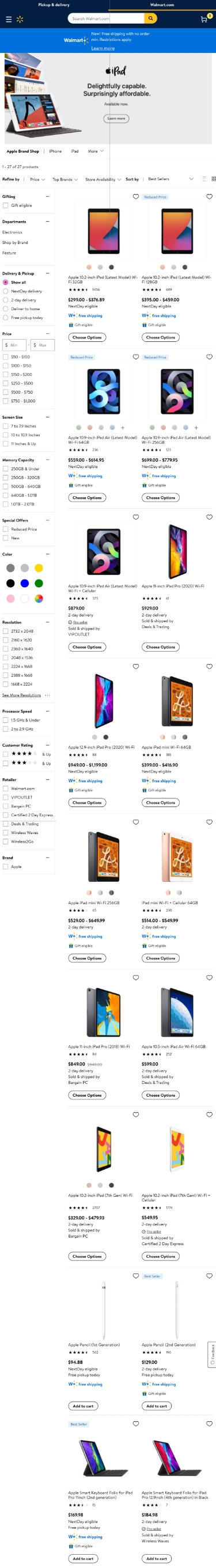 walmart category page mobile