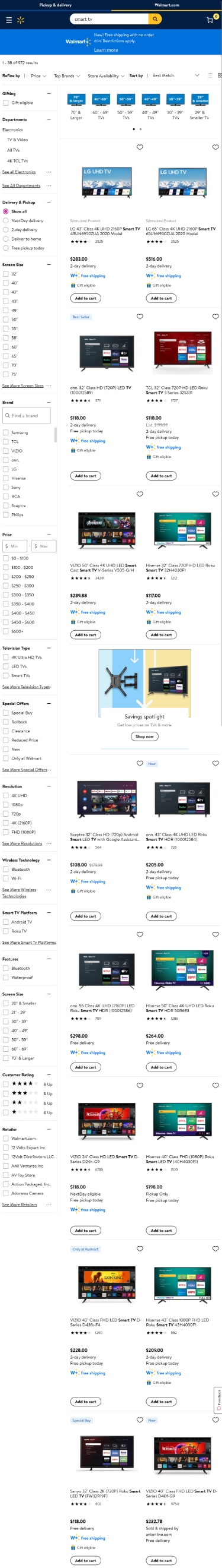 walmart search result page mobile