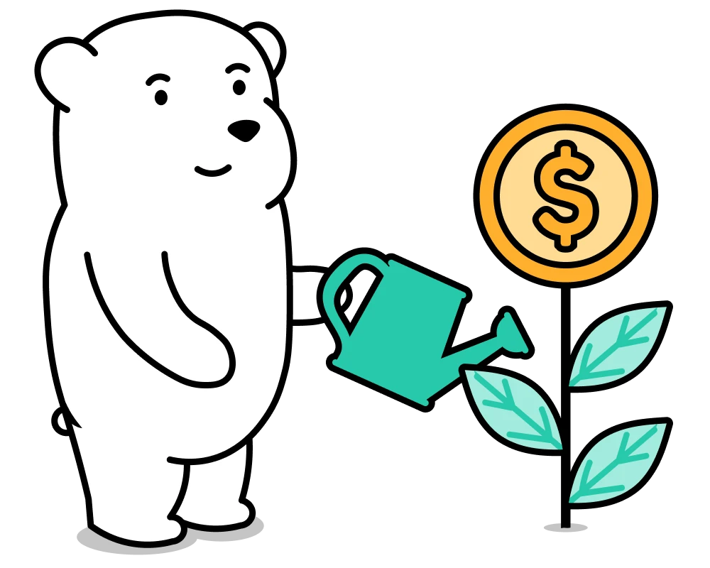 bear watering a plant as a metaphor for growing a business