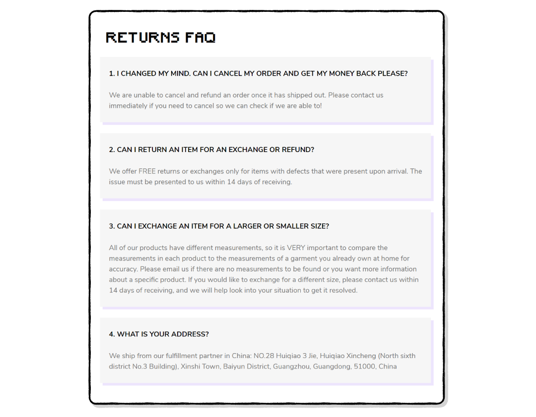Aesthentials returns FAQ