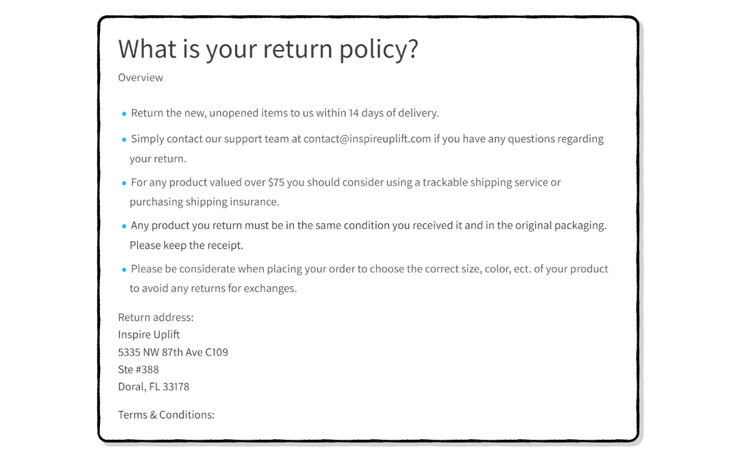InspireUpLift return policy