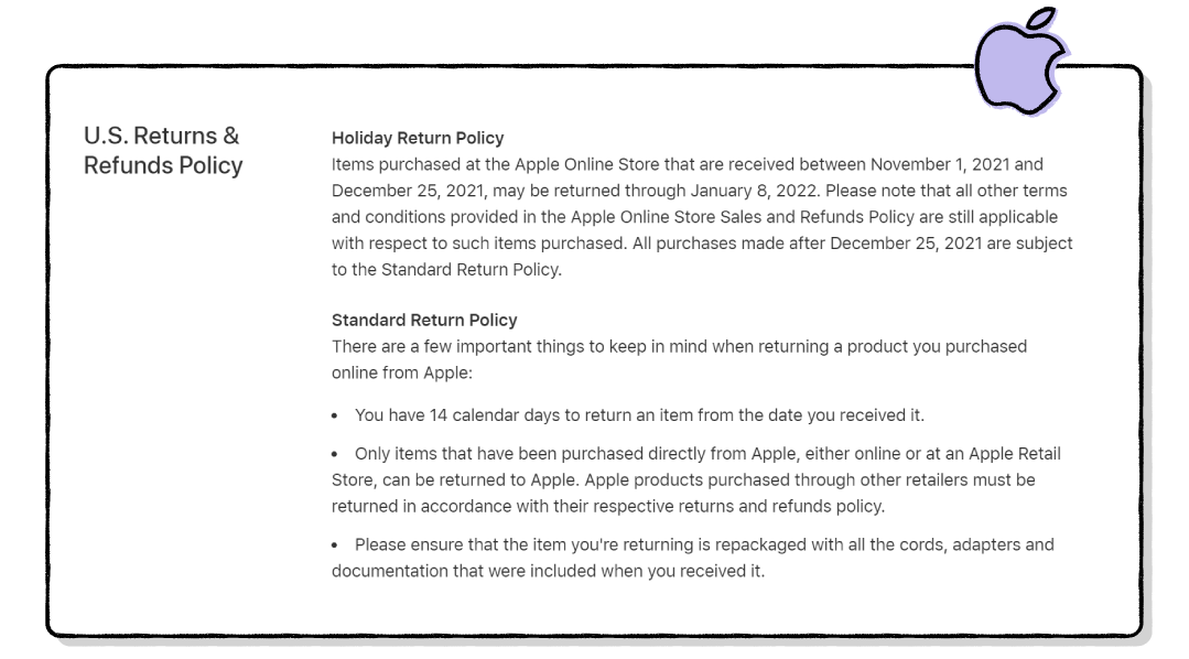 apple return policy