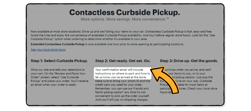 Dedicated area for curbside pickup at Best Buy
