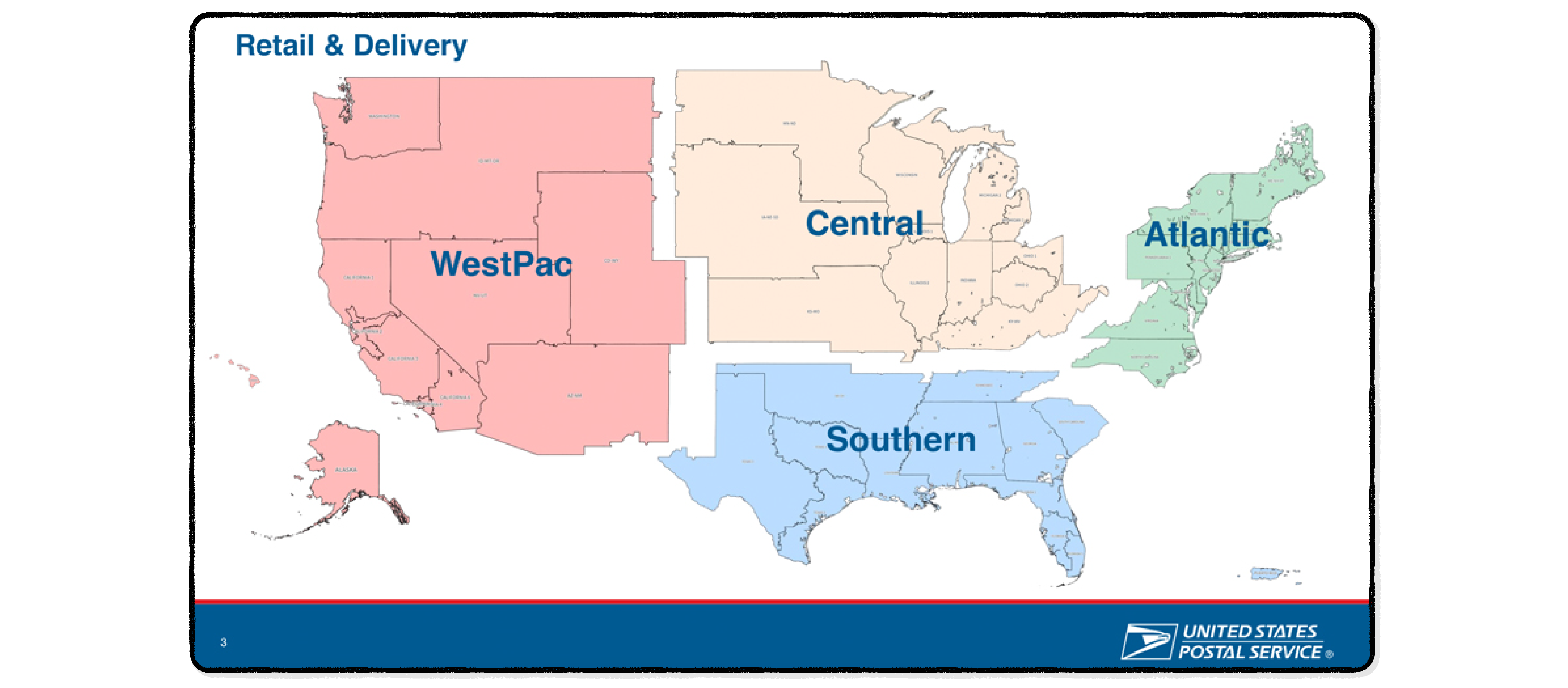 Major shipping companies USPS delivery segmentation by state