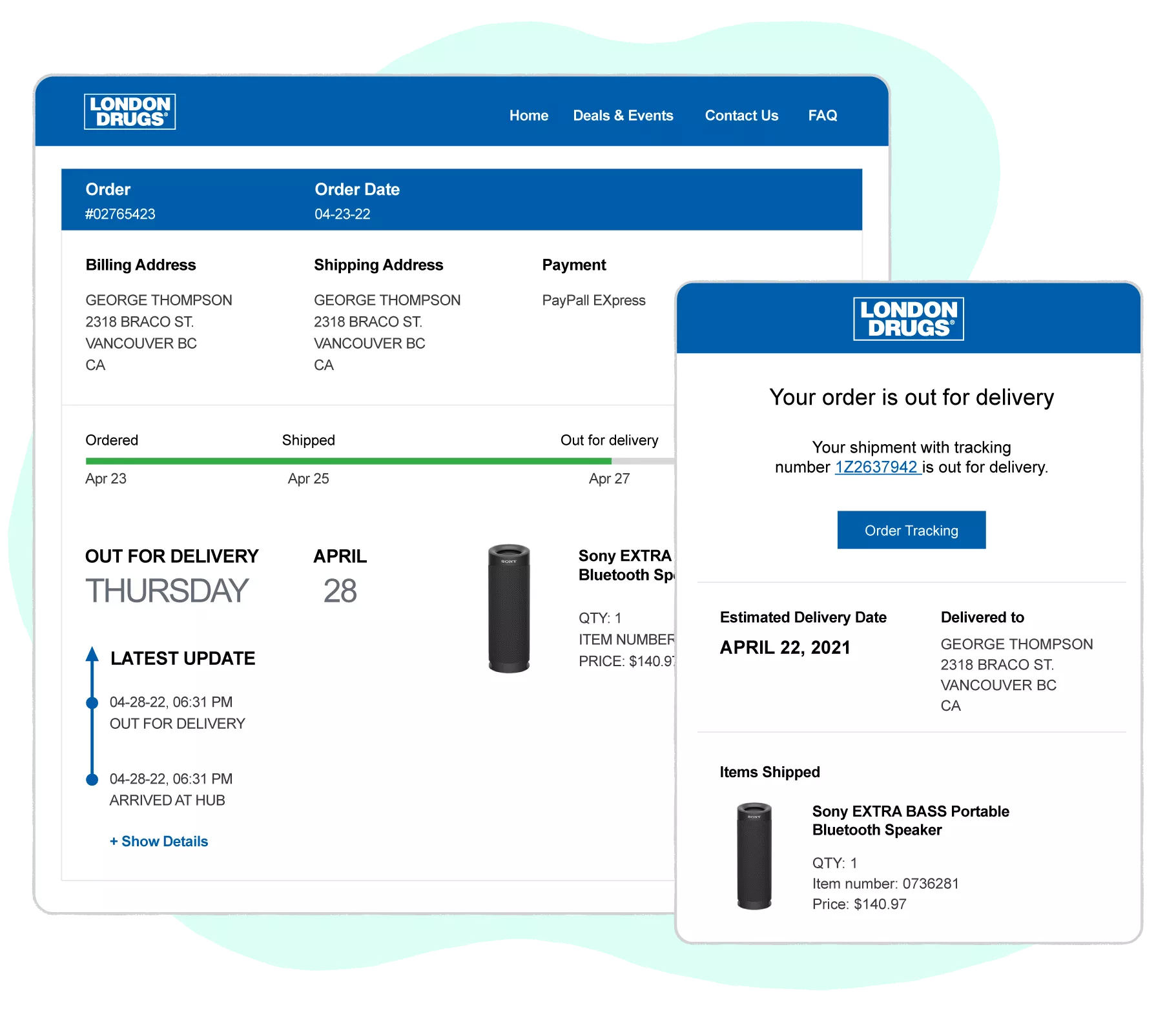WeSupply order tracking page and proactive notifications