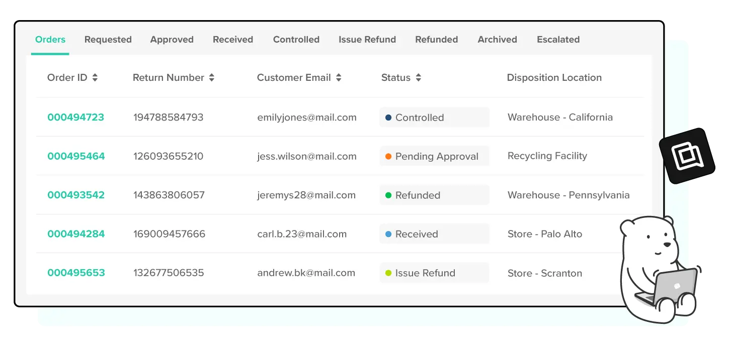 filtering and search returns in dashboard