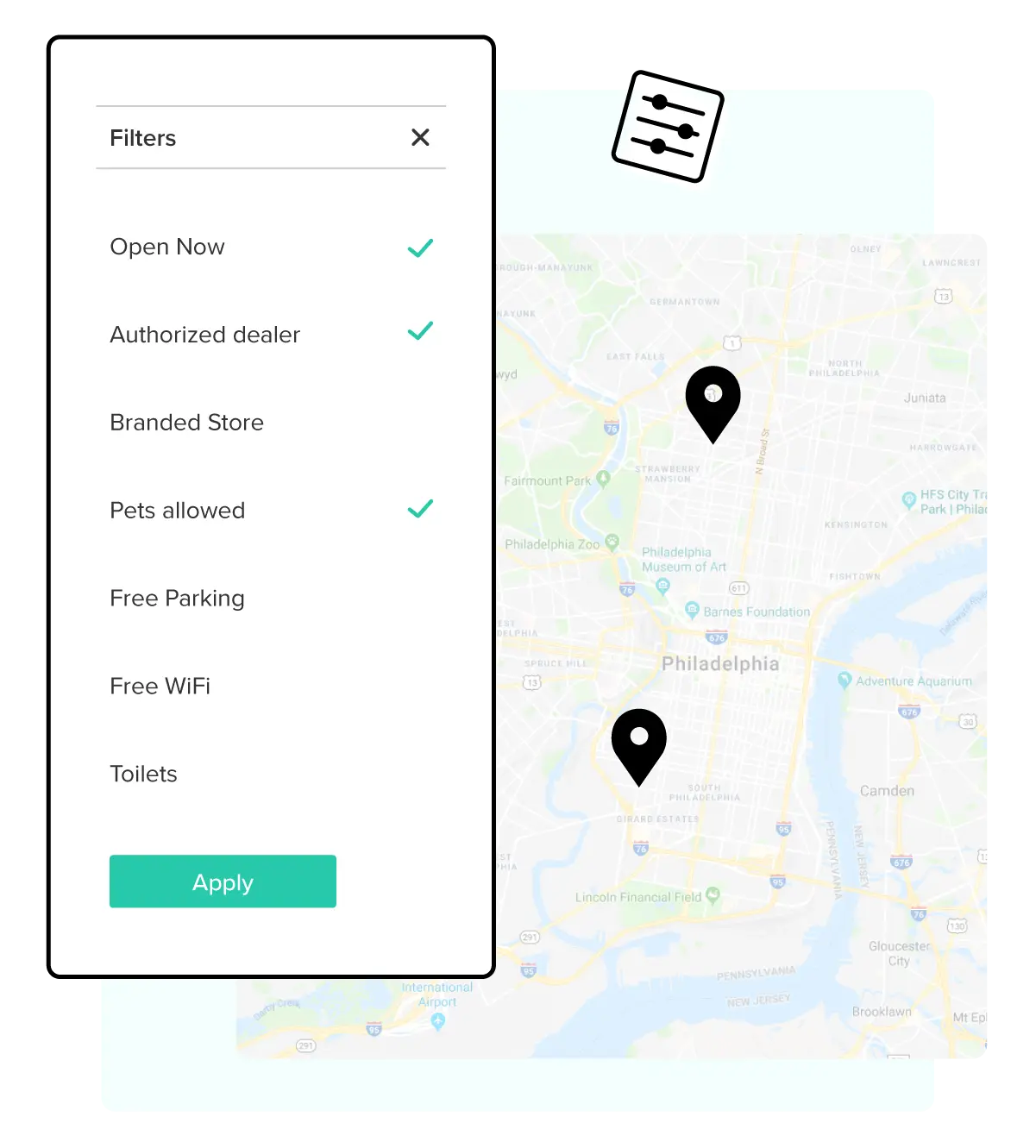 store locator category filter