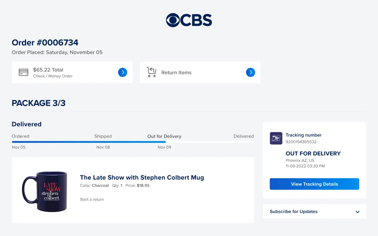 cbs order details page