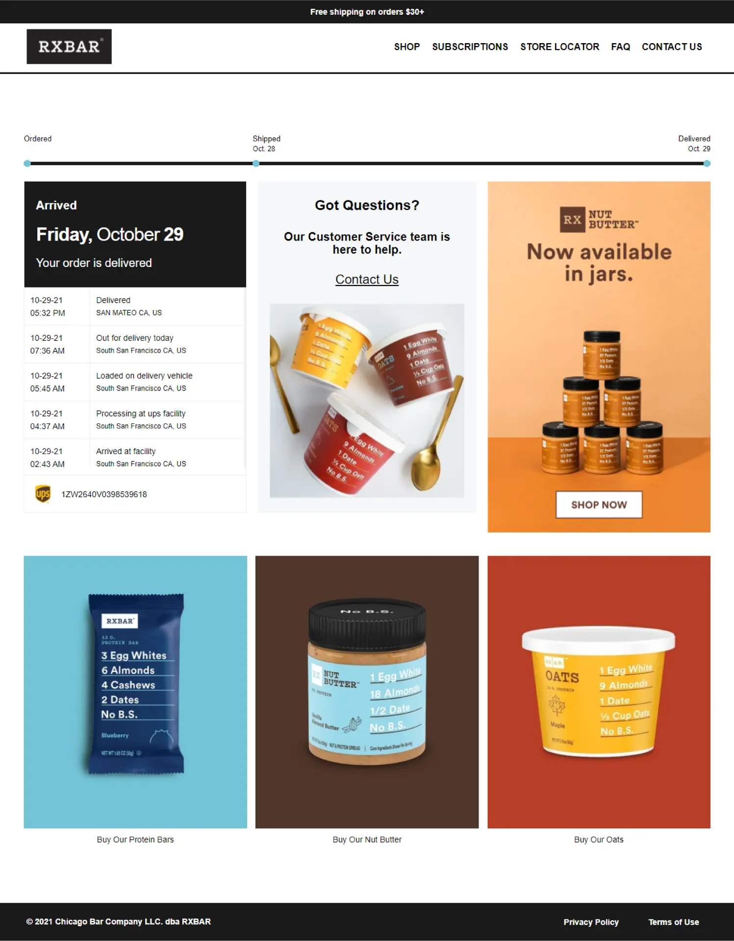rxbar order tracking page