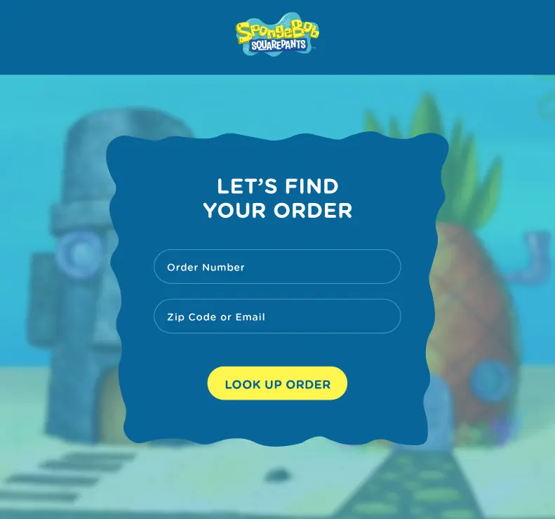 spongebob find order page