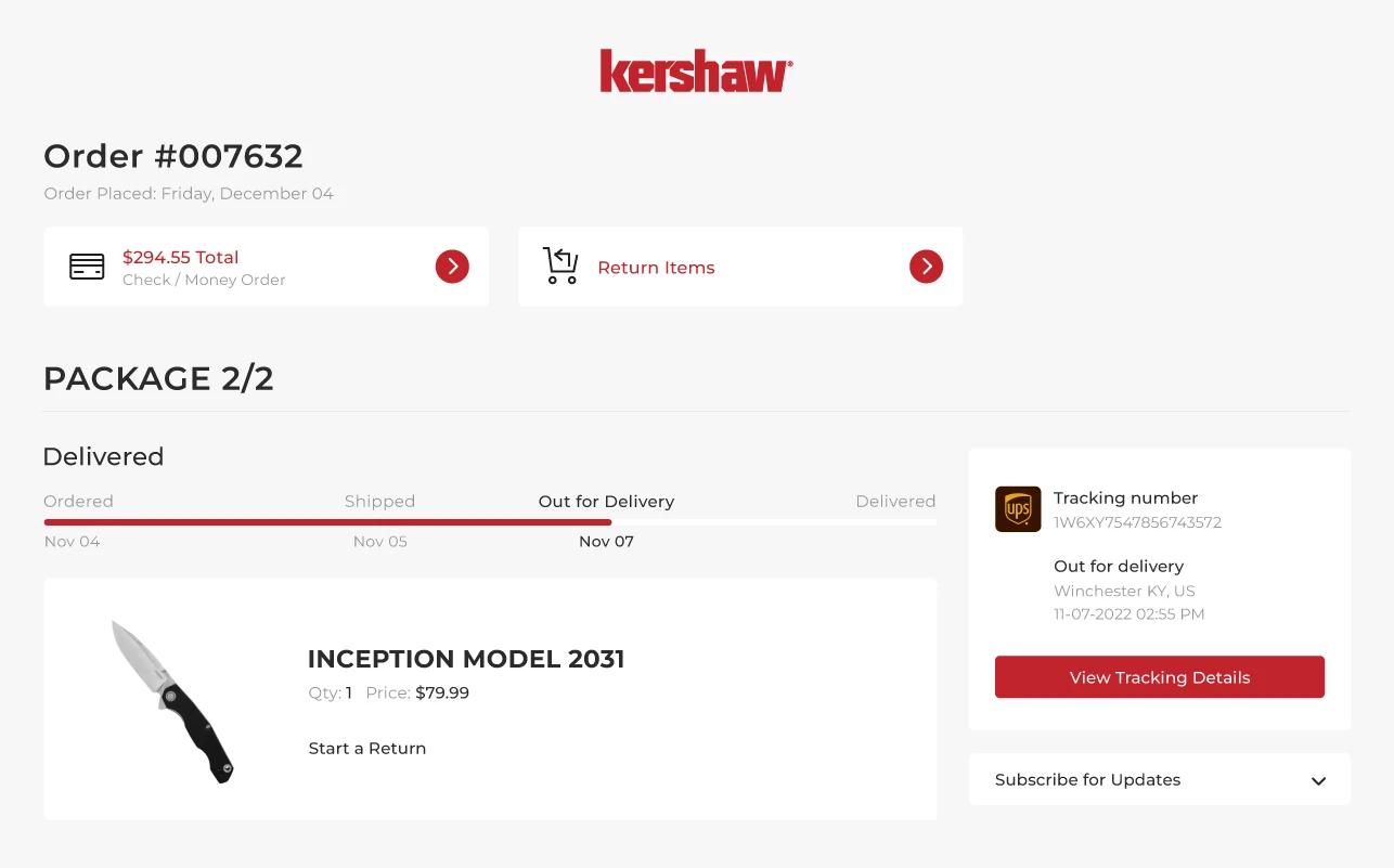 Order Details kershaw