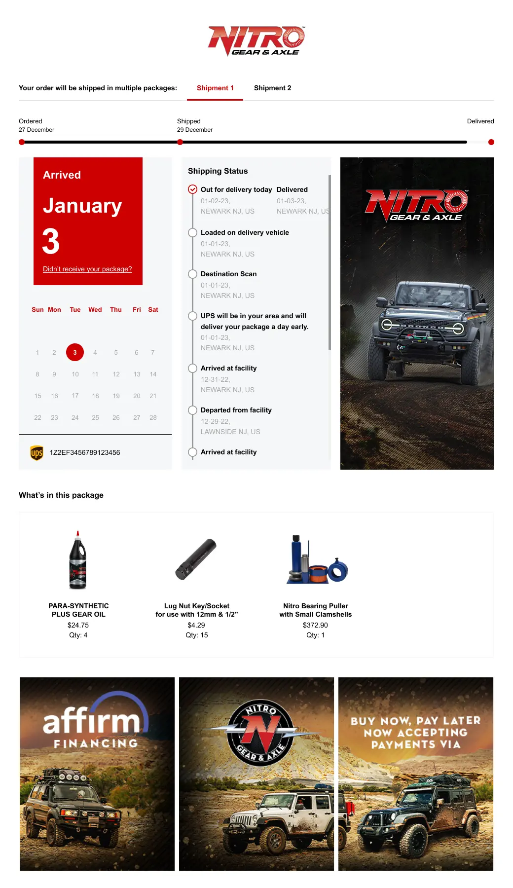 nitrogear Branded Tracking Page