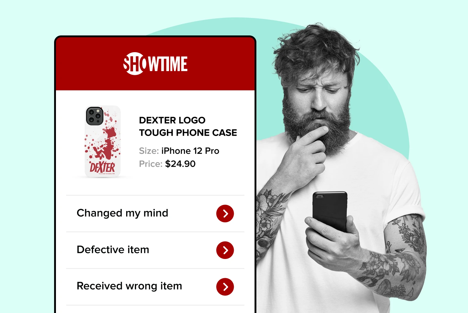 man returning product