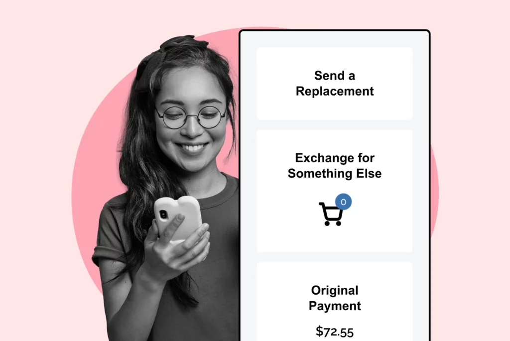 woman choosing refund method during WeSupply self service returns