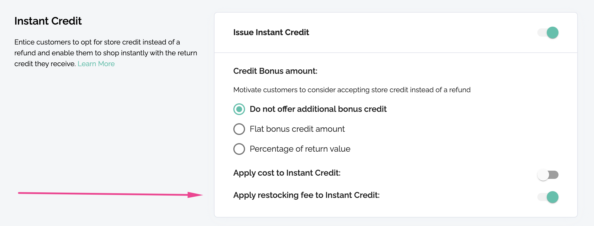 Allow the customer to keep the item for 50% credit