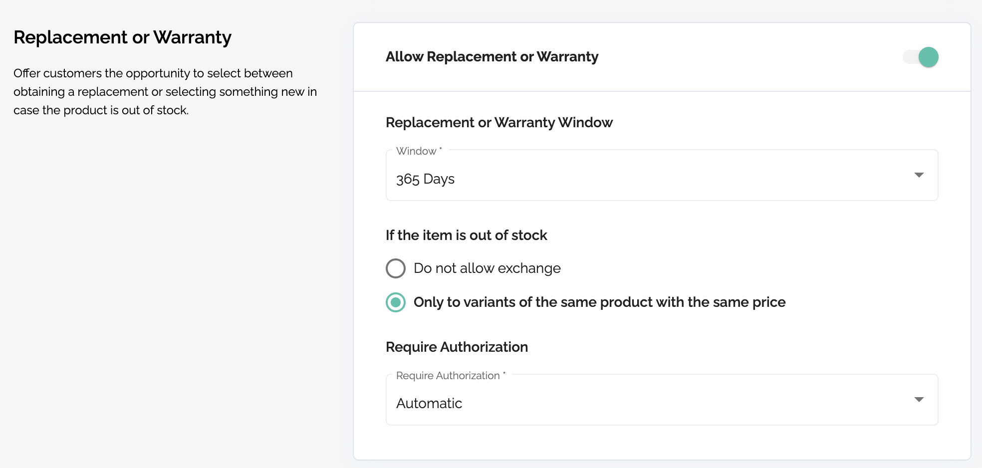Extended Warranty replacement for out of stock items