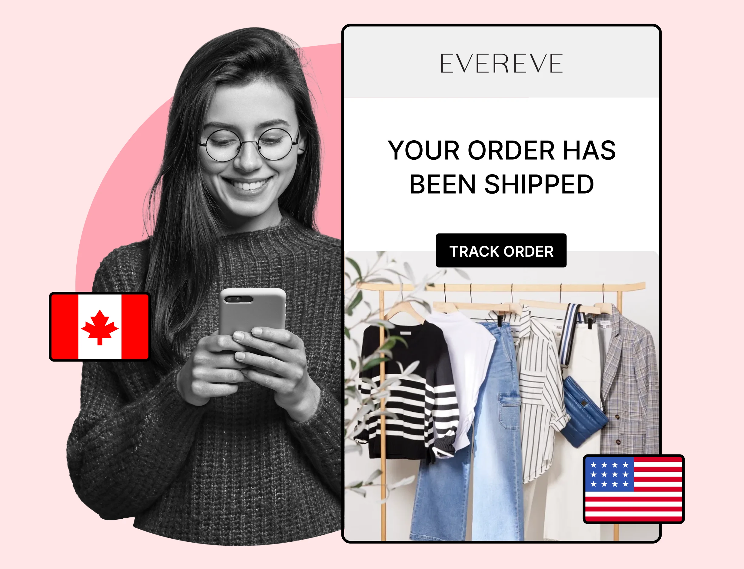 canadian client ordering clothes from US Evereve
