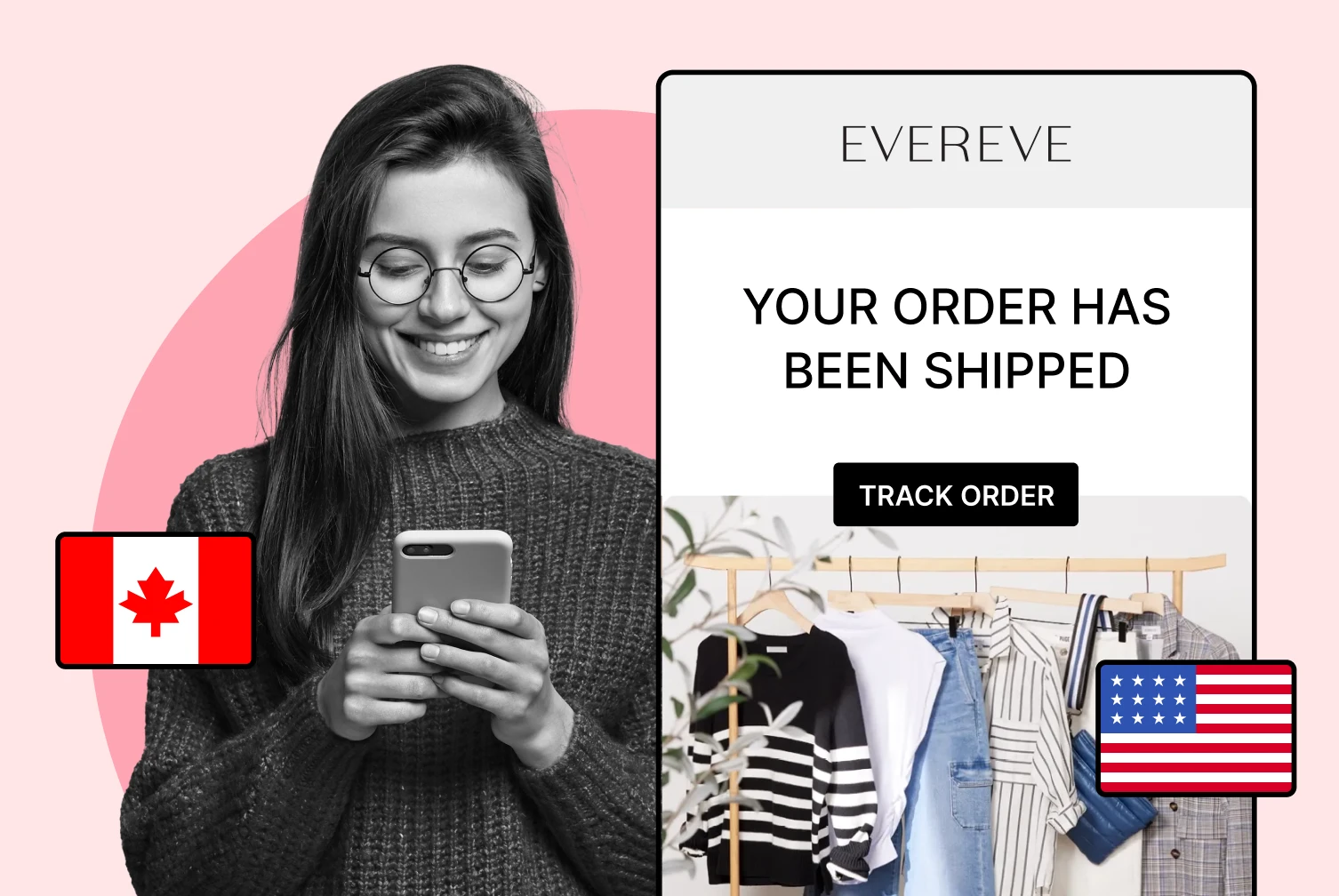 canadian client ordering clothes from US Evereve
