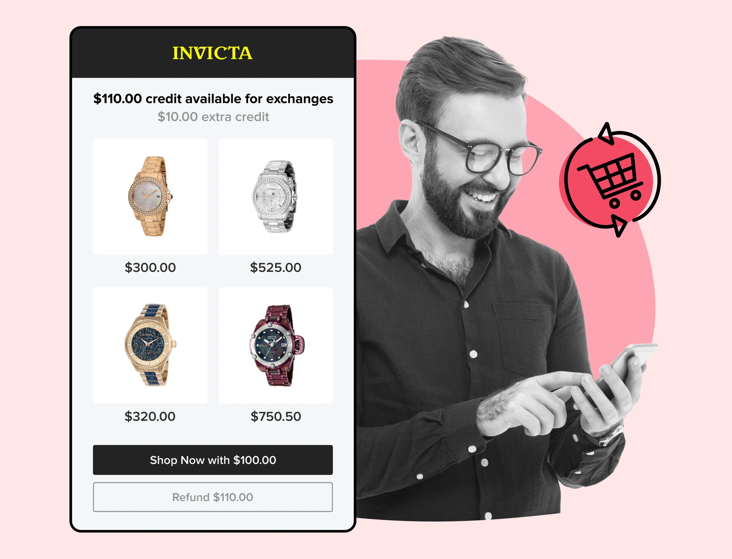 Invicta watches using WeSupply exchanges mobile