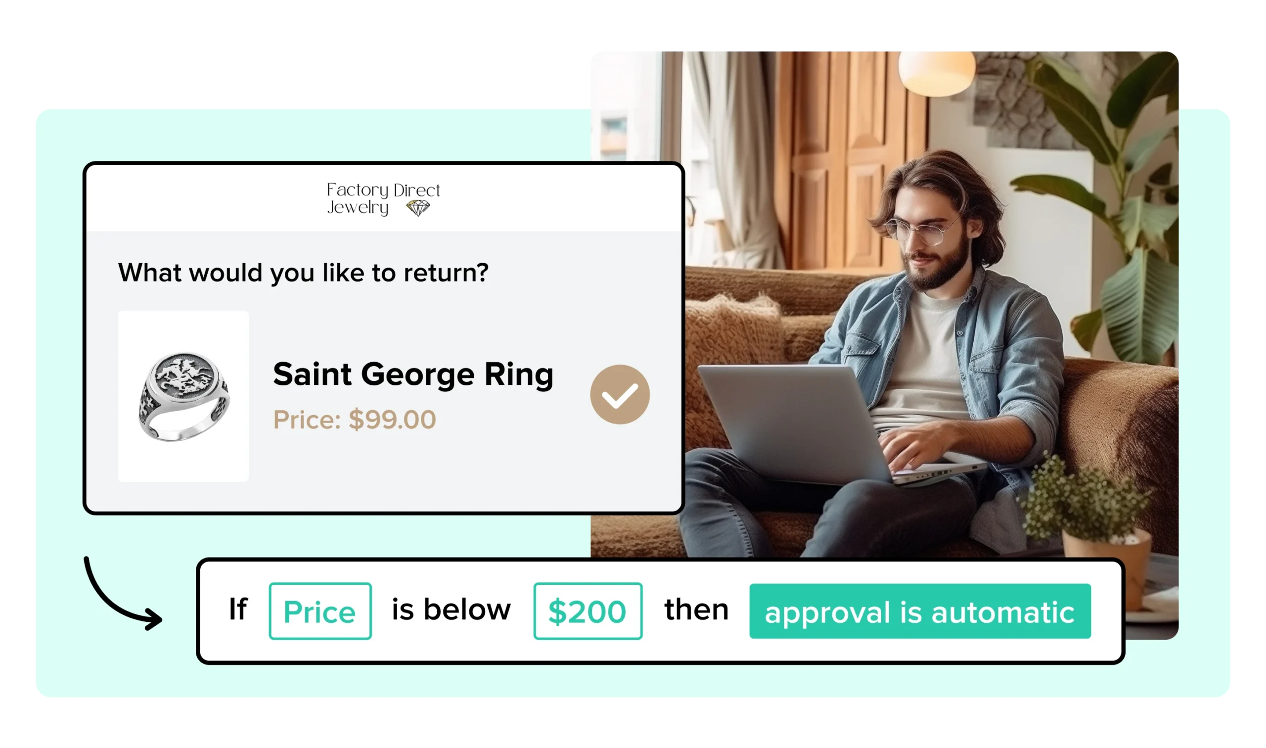 Factory Direct Jewelers using WeSupply automated return approval