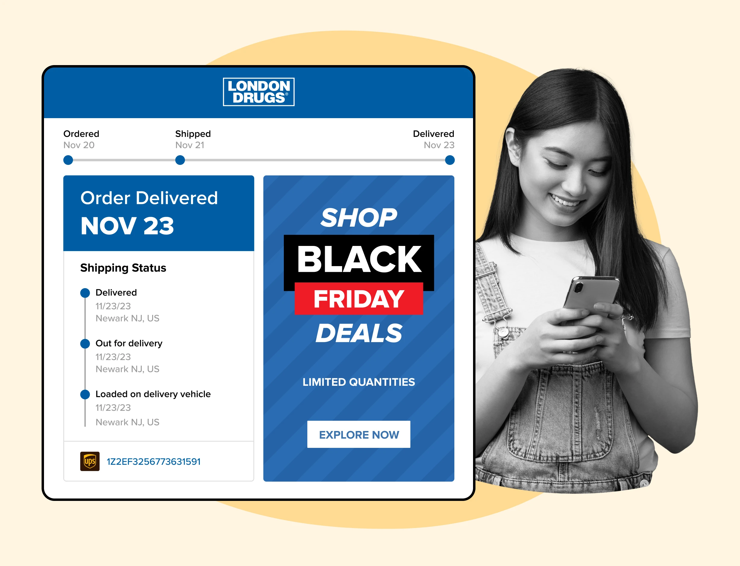 London Drugs using WeSupply Tracking Page to promote Black Friday campaign