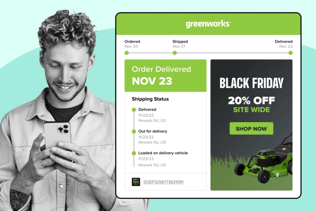 Greenworks using WeSupply Tracking Page to promote Black Friday campaign