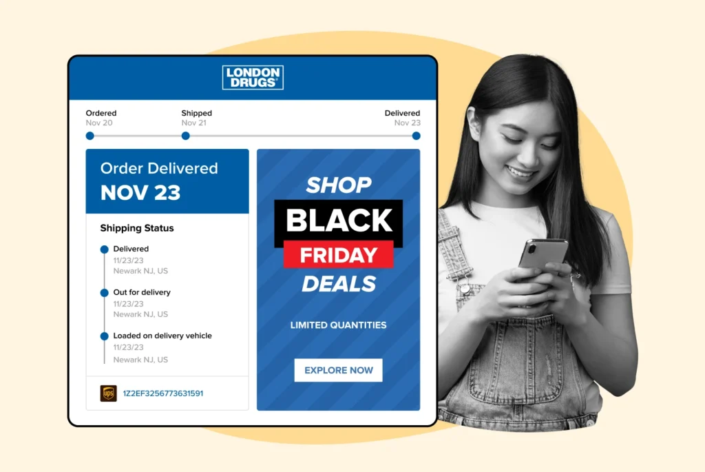 London Drugs using WeSupply Tracking Page to promote Black Friday campaign