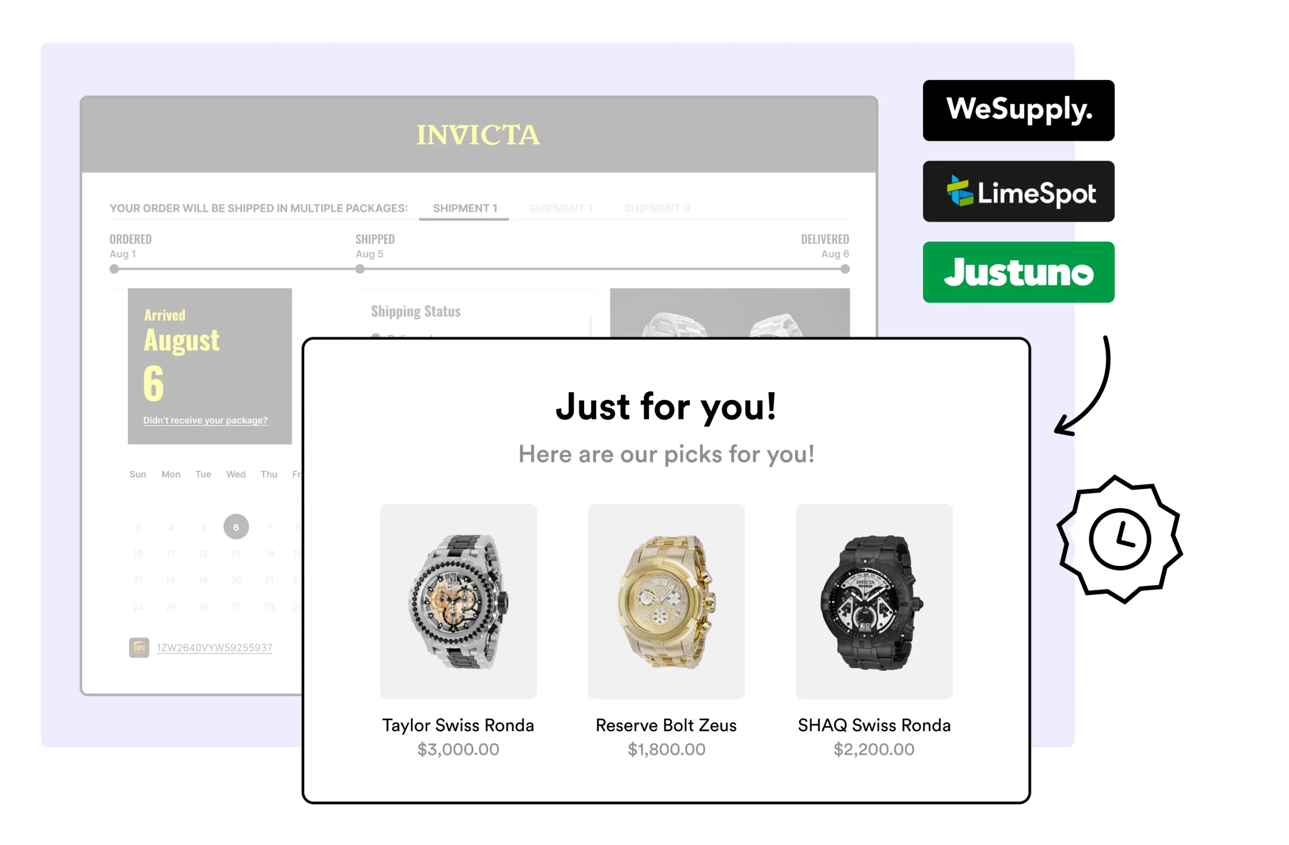 Invicta Watches using WeSupply recommended products with Justuno and LimeSpot