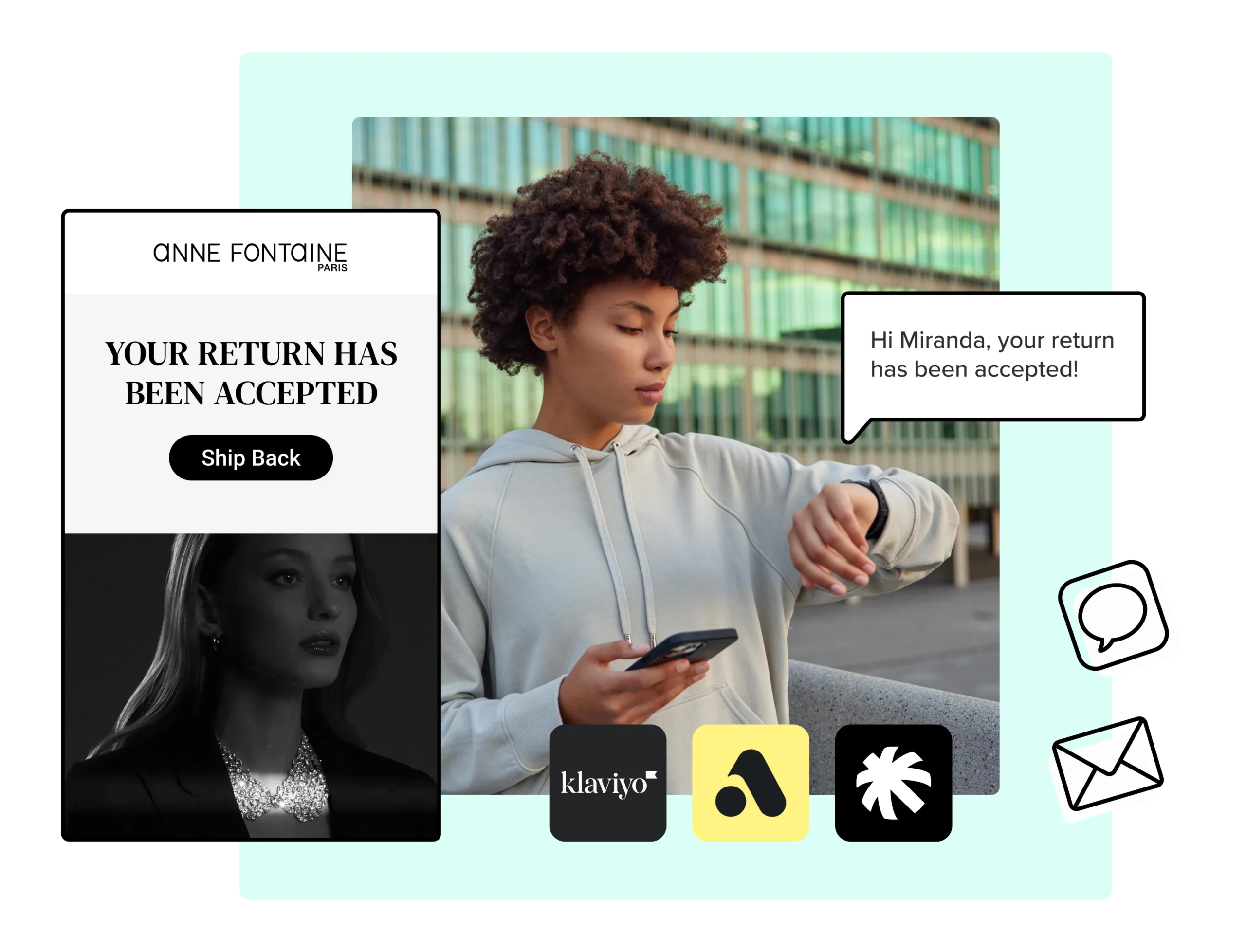 Anne Fontaine Paris using WeSupply email and SMS return notifications