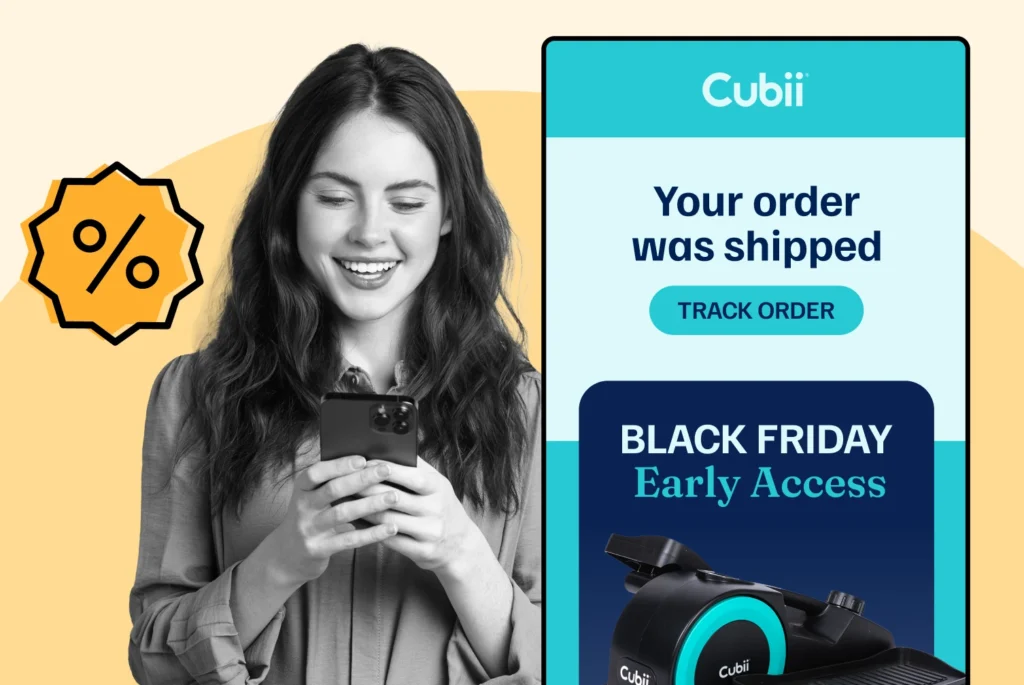 Cubii using WeSupply order status mail notification to promote Black Friday campaign