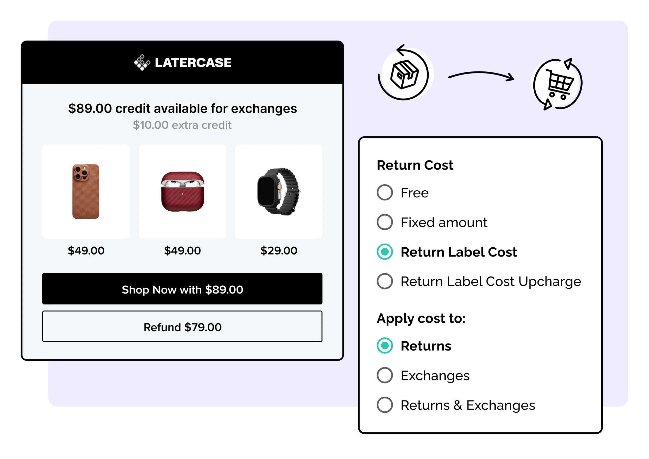 Latercase using WeSupply to provide free returns for exchanges