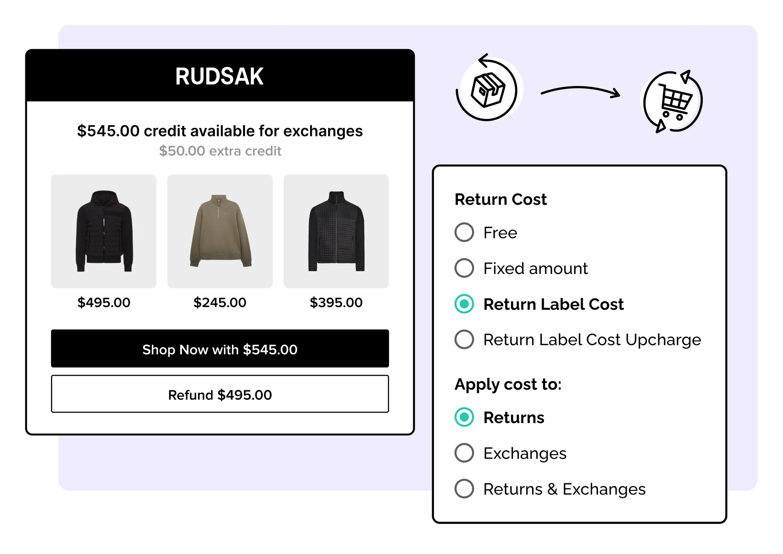 Rudsak using WeSupply to provide free returns for exchanges