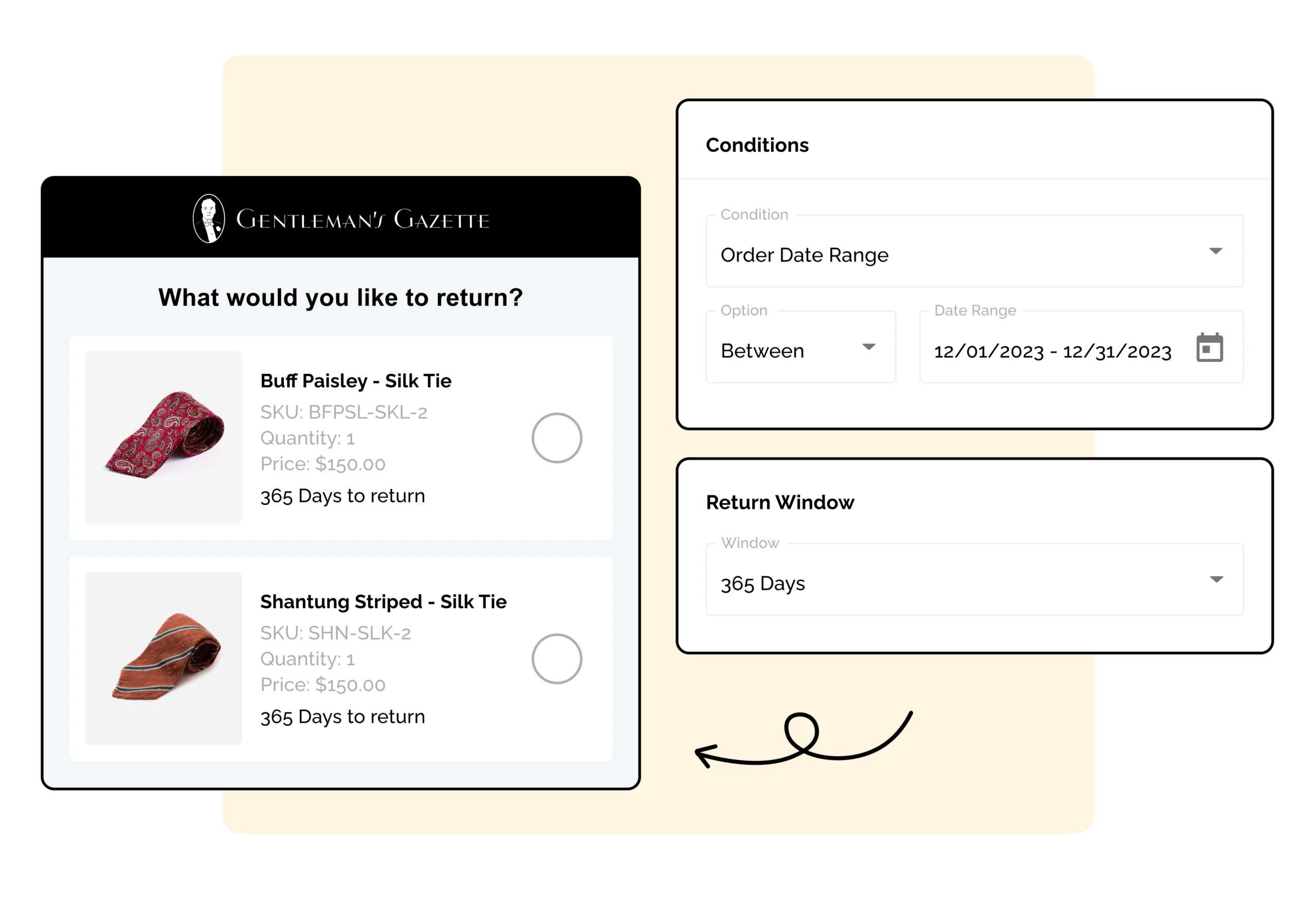 Gentlemans Gazette using WeSupply Returns Rules for extended holiday returns