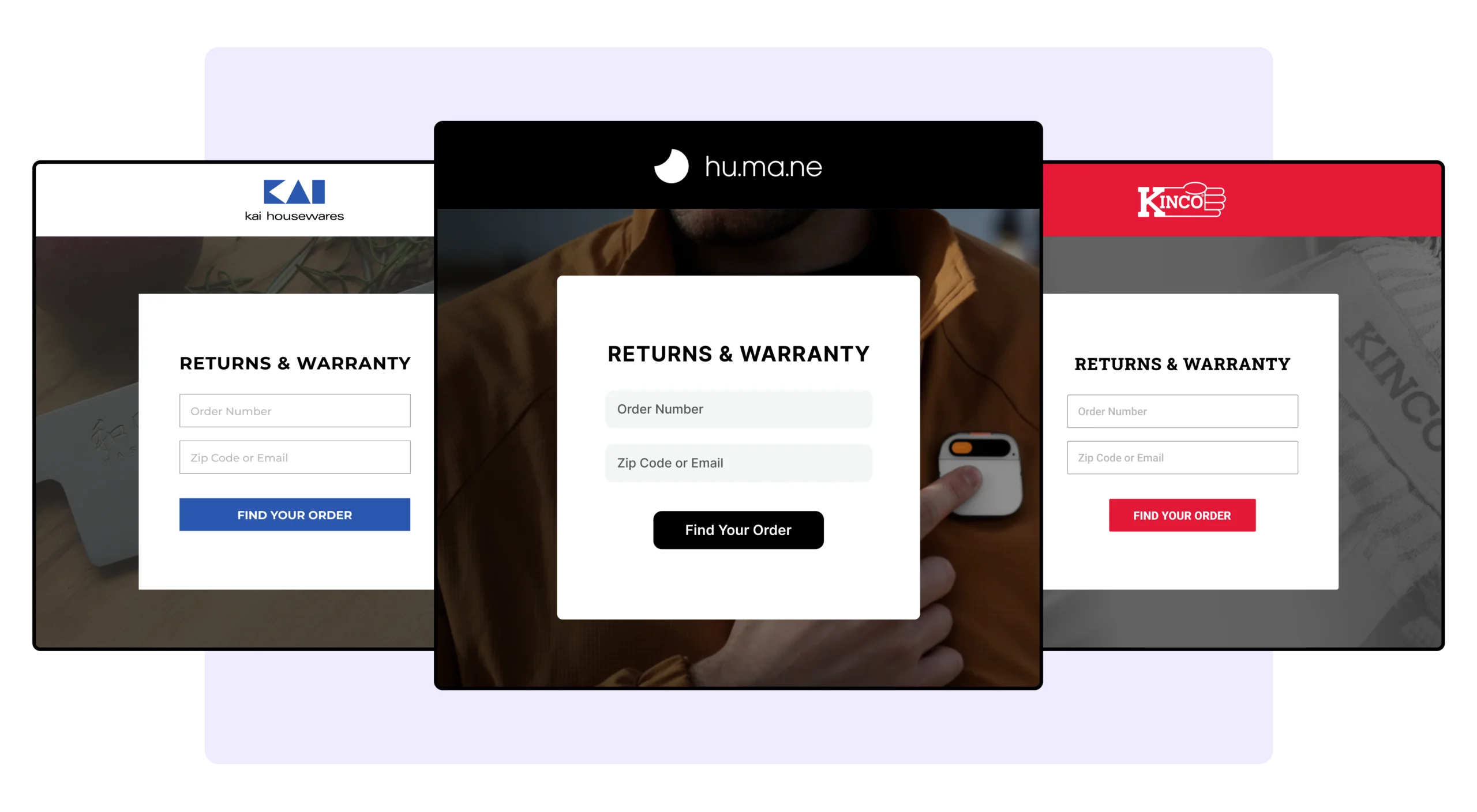 Humane KAI USA Kinco using WeSupply branded return and warranty center