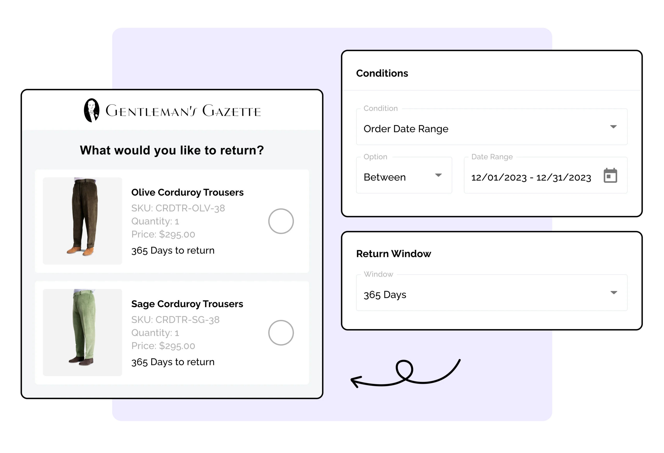Gentlemans Gazette using WeSupply Returns Rules for extended holiday returns