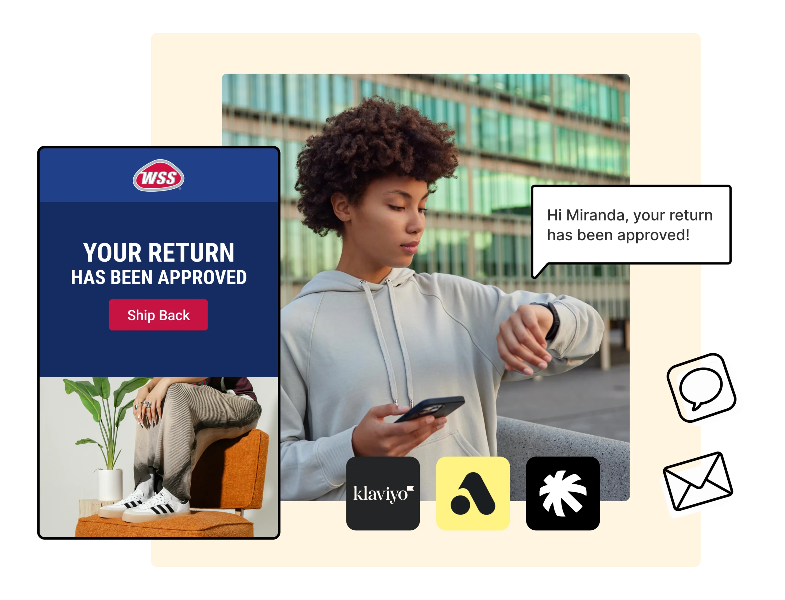 WSS using WeSupply email and SMS return notifications