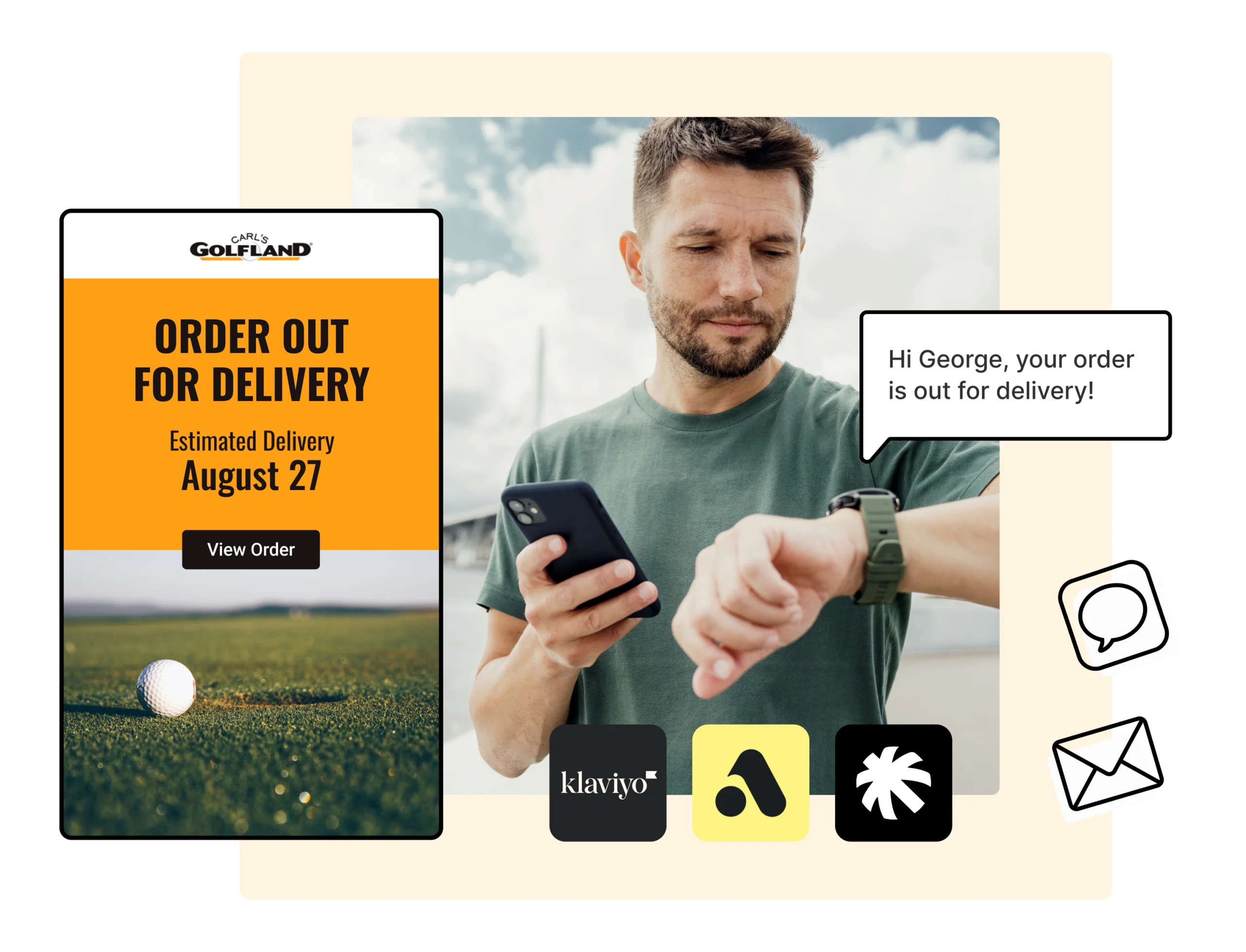 Carls Golfland using WeSupply email and sms post purchase notifications