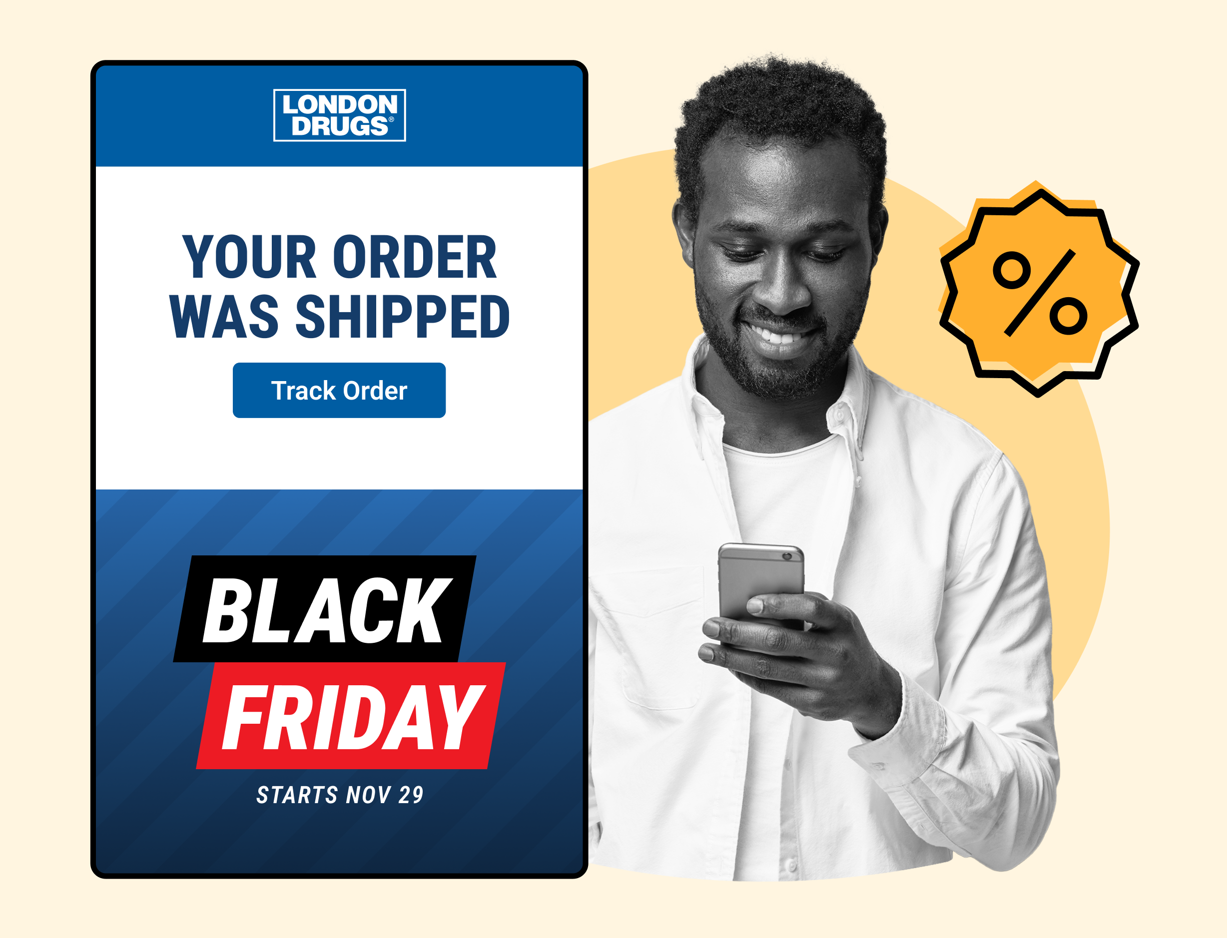 London Drugs using WeSupply order status mail notification to promote Black Friday campaign