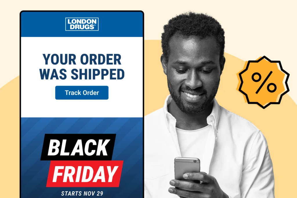 London Drugs using WeSupply order status mail notification to promote Black Friday campaign