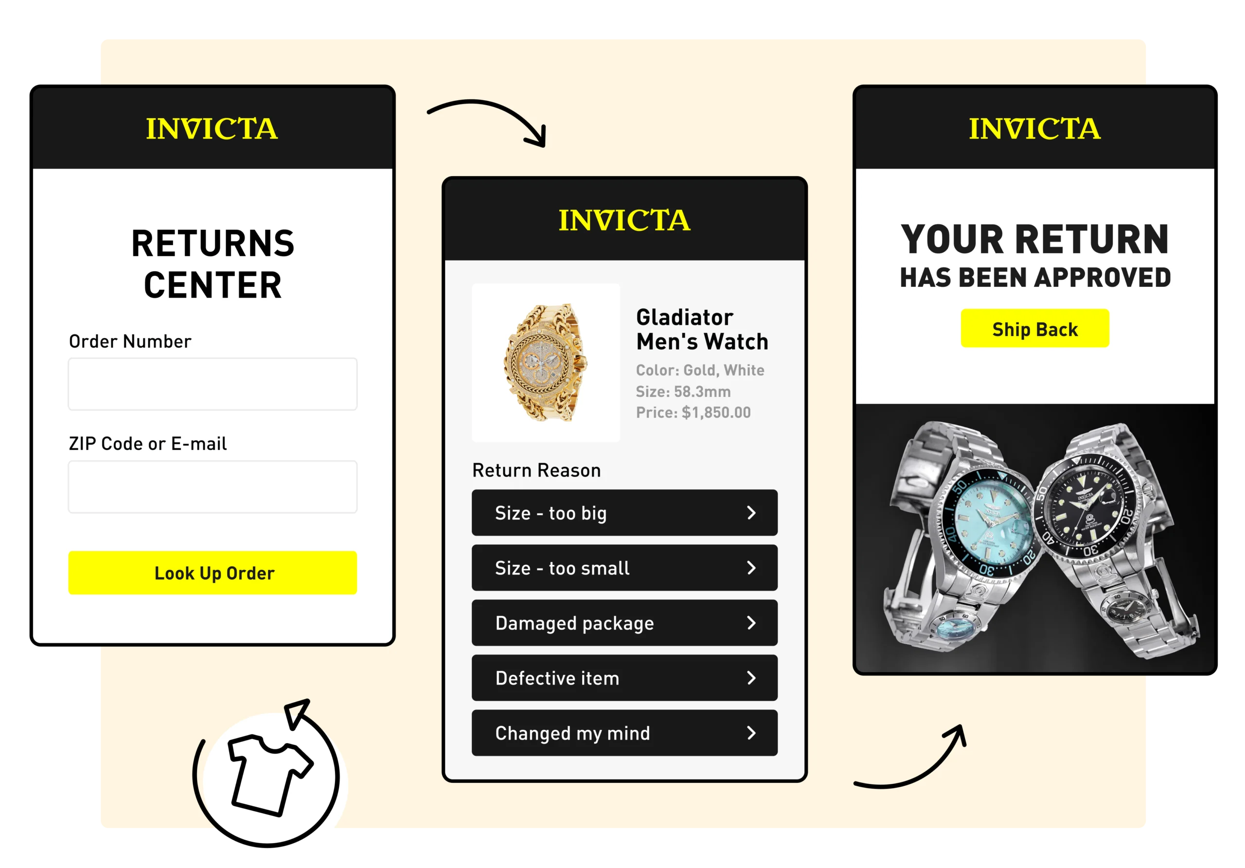 Invicta Watches using WeSupply self service returns