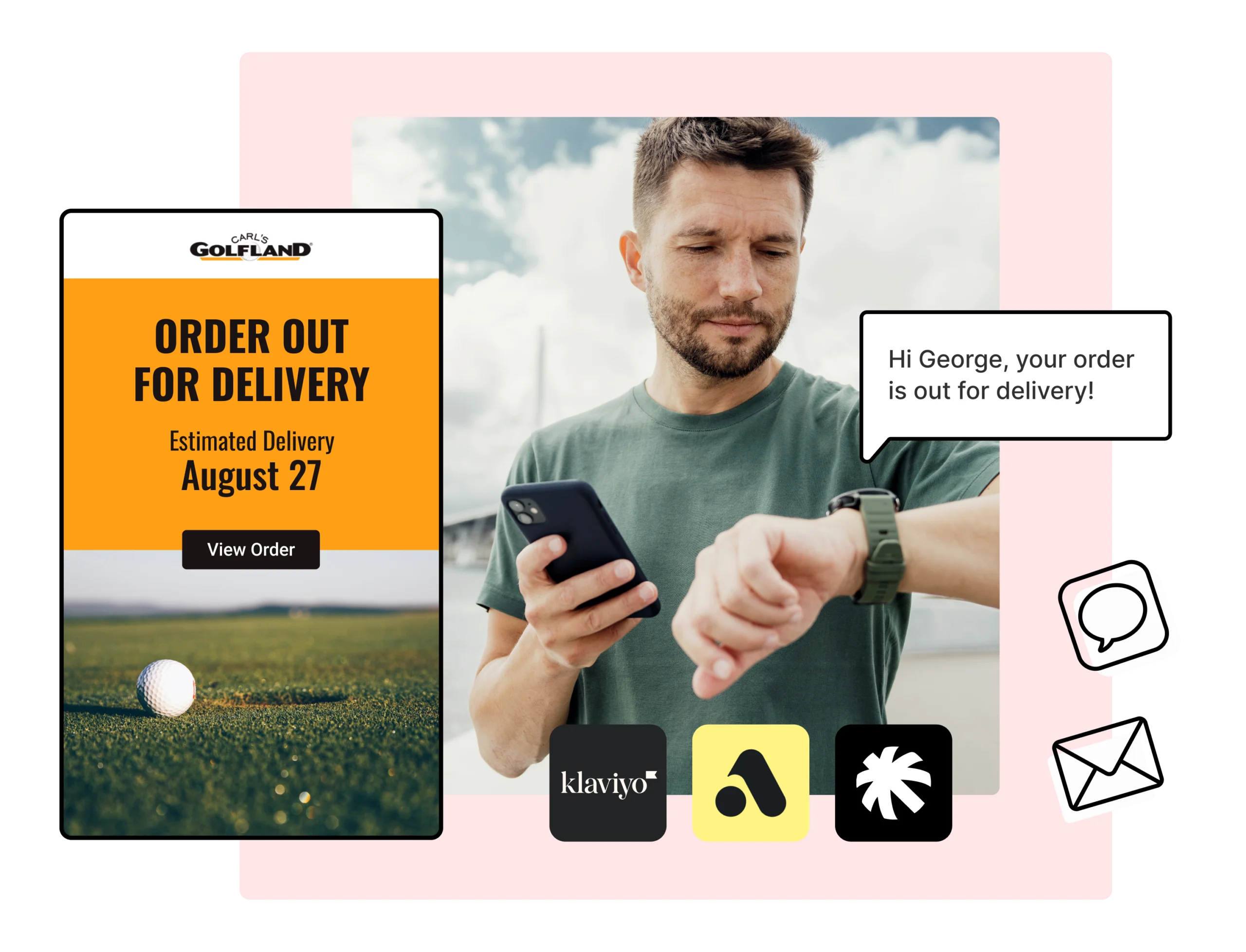 Carls Golfland using WeSupply email and sms post purchase notifications