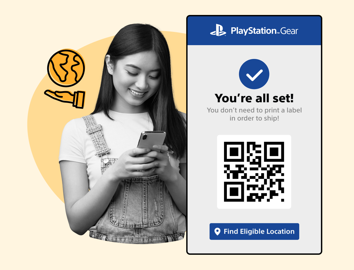 PlayStation gear using QR return labels