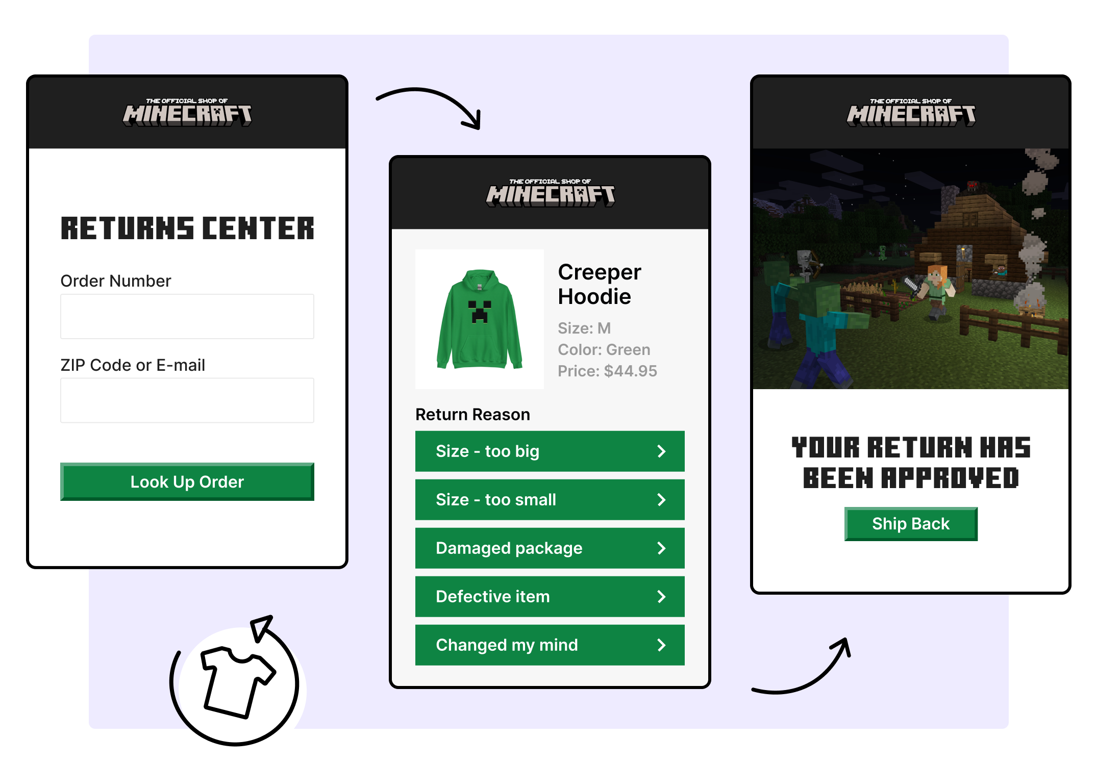 Minecraft using WeSupply self service returns