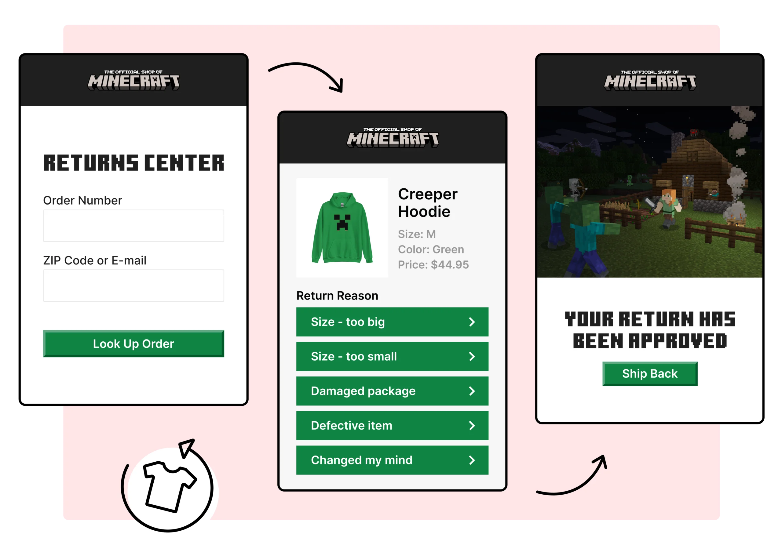 Minecraft using WeSupply self service returns