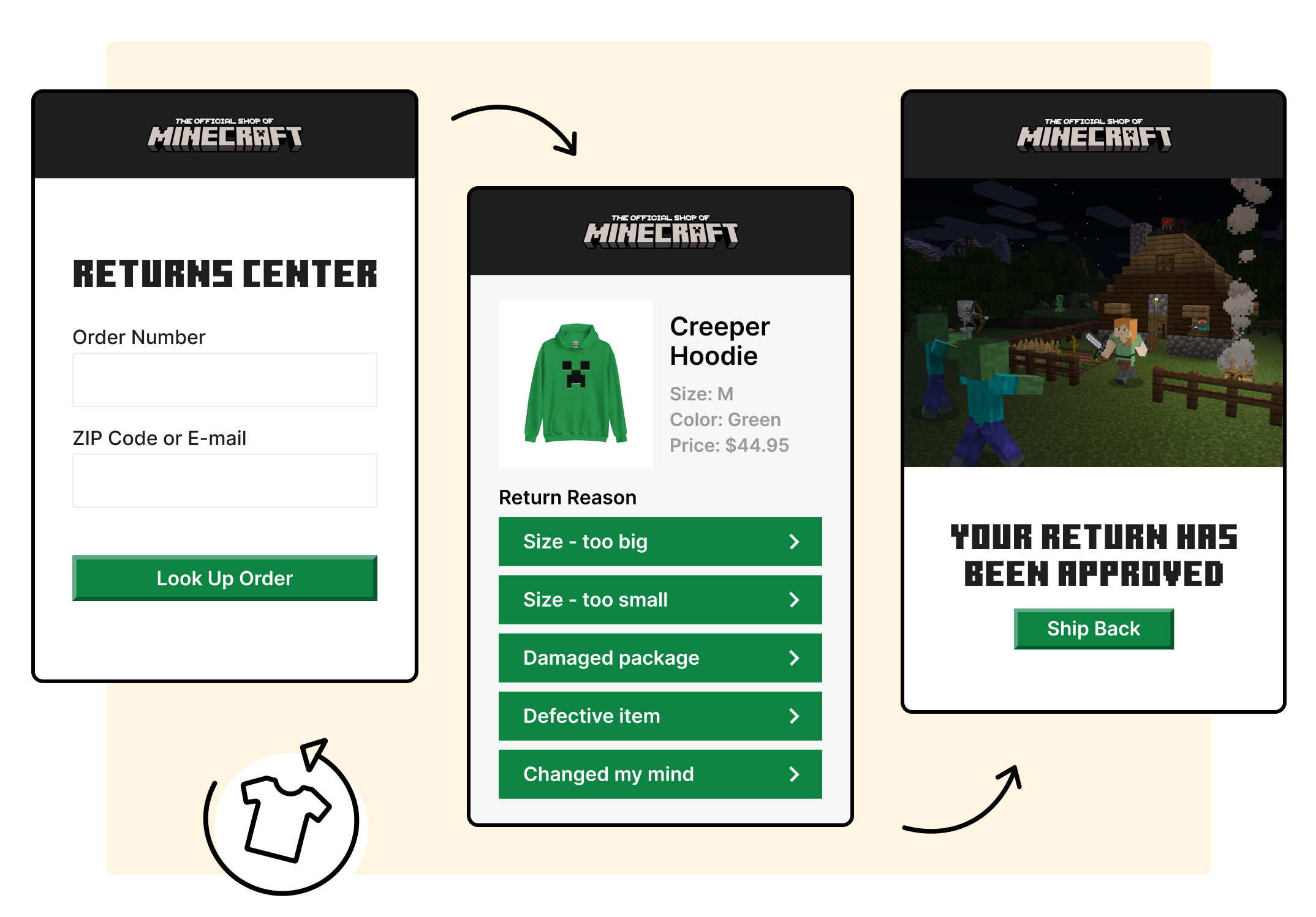 Minecraft using WeSupply self service returns
