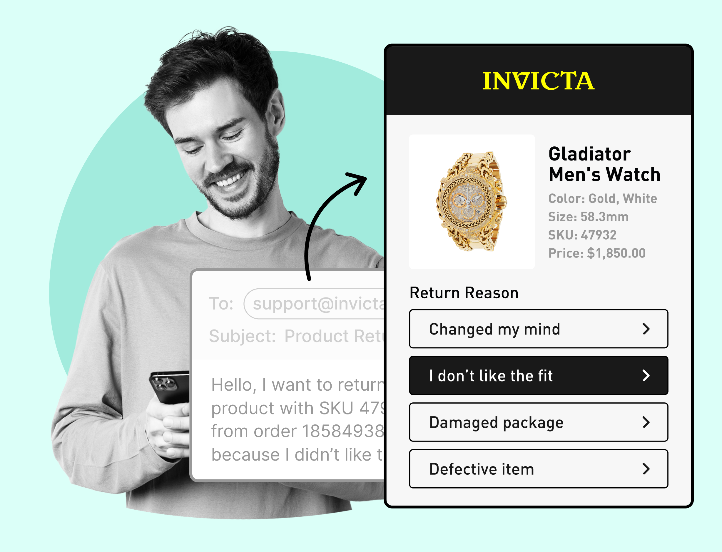 Invicta Watches using WeSupply Self Service returns flow